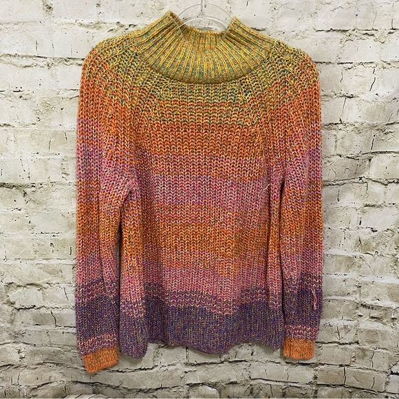 Gap Multi Color Marled Rainbow Knit Mock Neck Sweater - Picture 1 of 5